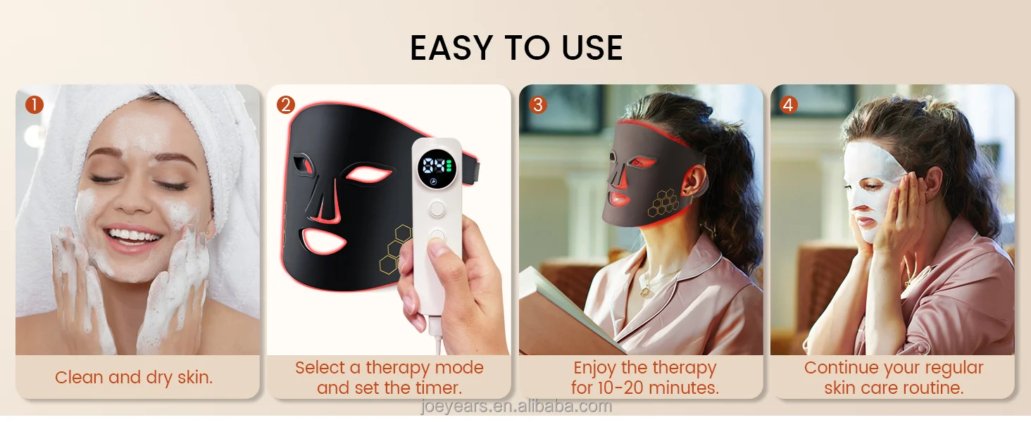 LED Photon Beauty Mask Instrument 216pcs LED Beads Facial Beauty Mask Infrared Red Light Therapy Face Mask