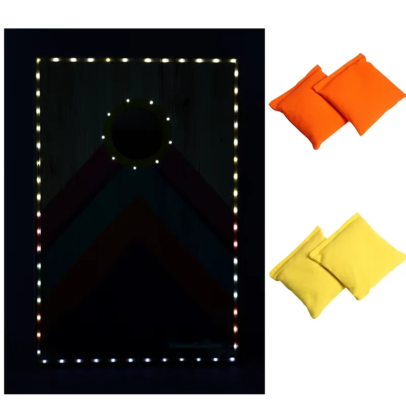 Outdoor Cornhole Board Bean Bag Toss Game Set For Kids And Adults With Light