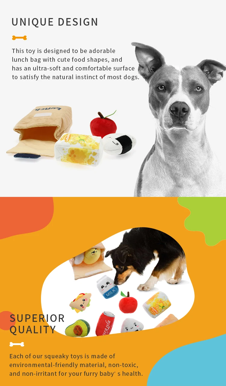 Famipet Wholesale New Design Fast Food Lunch Pack Series Squeaky Dog