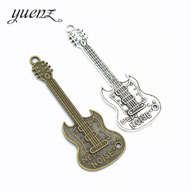 YuenZ Antique Silver color Guitar Charms Pendants Jewelry Making Accessories Diy Handmade 68*25mm P117