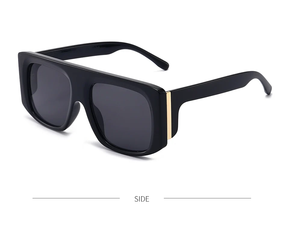 Lunettes De Soleil Oversized Carrées Sans Monture Métal - UV400 - Monture Noire Unisexe