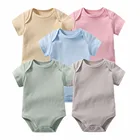 Customized Full Chain GOTS Certified Organic Cotton Baby Clothes Pajama Jumpsuit Romper Bodysuit Short Sleeves