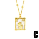 Gold Vintage Astrology Horoscope Waterproof Square Medallion 18k Gold Tarot Card Necklace