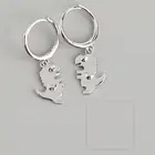 Hoop Earring 925 Silver Hoop Earring Dinosaur Pendant1MC Rhodium And Gold Plated