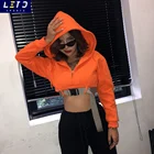 Hoodies Hoodie Women Women Cropped Hoodie Woman Blank Orange Belt Crop Hoodies Zipper Cropped Hoodie Women