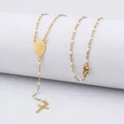 Popular Religious Rosary Virgine Pendant Yellow Blue Red Purple Bead Necklace Jewelry