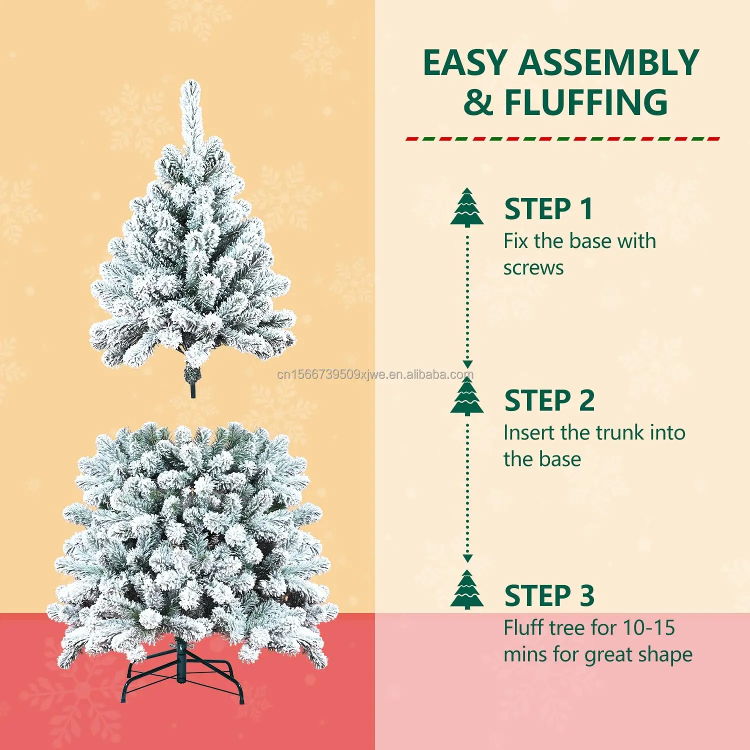 Luxury 4ft to 10 ft Christmas Full PE Artificial Tree with Snow Flocked Plastic Christmas Tree for Home and Festive Decoration manufacture