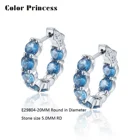 Silver Topaz Earring Silver New Arrival 925 Sterling Silver Blue Topaz Hoop Earring For Women