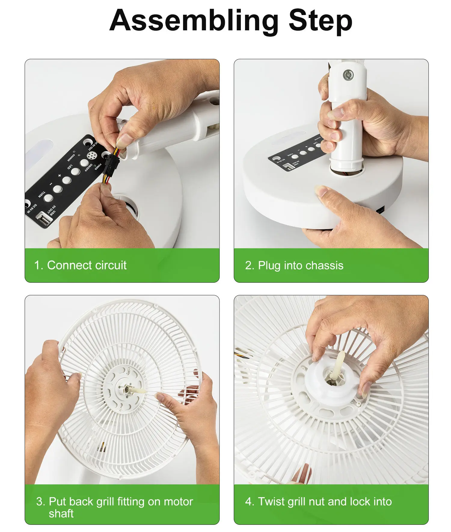Electric Table Fan, Solar, USB, 5V, Brushless - detail 12