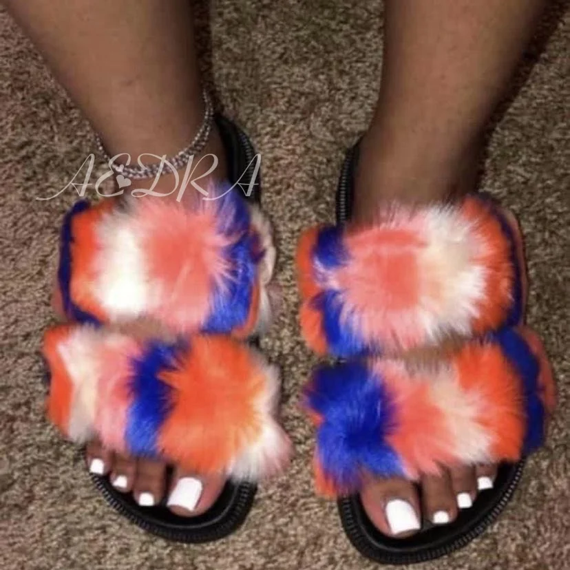 multi coloured fluffy sliders