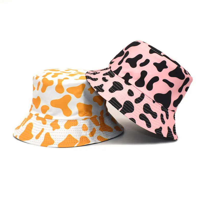 White Cow Print Bucket Hat 