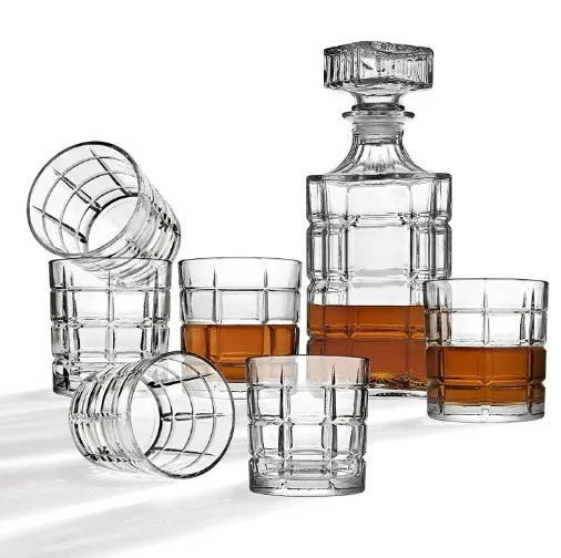 Hot Selling High Clear Good Quality Whiskey Decanter Set Whiskey Bottle and Drinking Cups