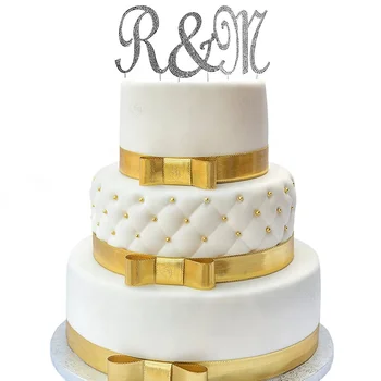 GOLD Monogram Crystal Rhinestone wedding Cake Topper in any letters A B C D E F G H I J K L M N O P Q R S T U V W X Y Z