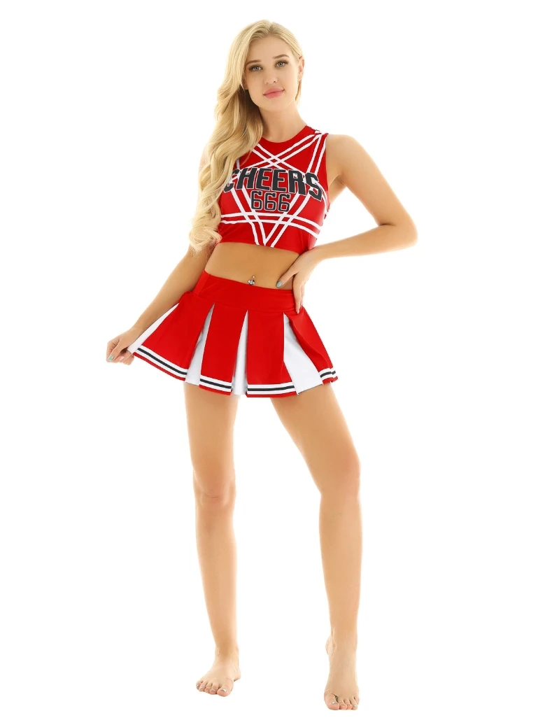 In Stock Women Schoolgirl Cosplay Uniform Gleeing Cheerleader Costume