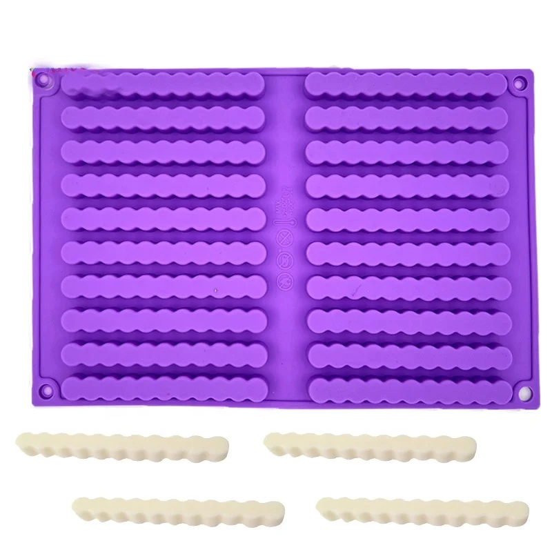 20 hole long strip shaped silicone mold DIY baking wax cake sugar mould square wave Dough shapes biscuit mold silicone soap mold