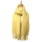 Polyester Scarf Customize Women Ladies Polyester Pure Color Heavy Brushed Cashmere Feel Scarf Shawl