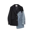 Jacket Suit 2021 Women Spring Summer Outwear Spliced Jean Jacket Denim Jacket Denim Coat Denim Suit