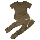 And Low MOQ Wholesale Kids Stacked Pants 2 Piece Set Little Girls Fall Outfits Mommy And Me Outfits