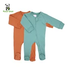 Hot sale newborn baby sleepwear pajama solid colors organic Cotton baby pajamas set