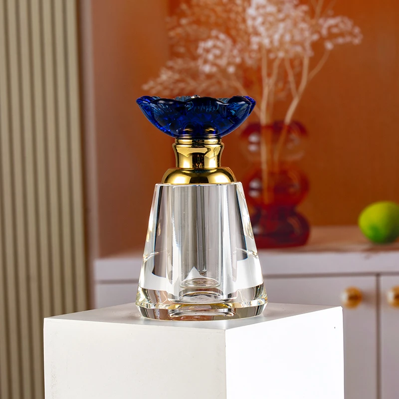 product cheap wholesale blue floret 12ml fashionable glass empty bottle can be customized elegant crystal perfume bottle-4