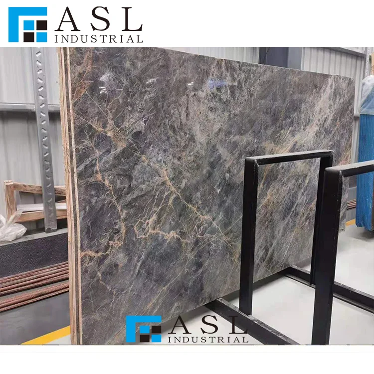 Gold blue marble Natural Stone slab tile marbles for house coffee table with marble dinning table set