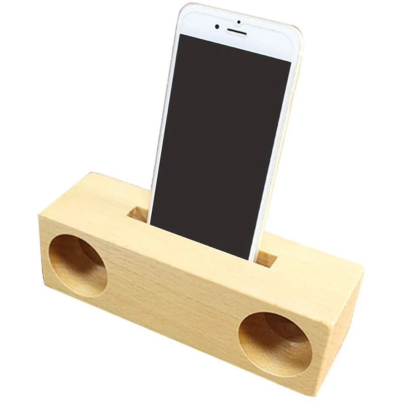 Bamboo Sound Amplifier Speaker Wooden Holders Wood Desktop Stand Mobile