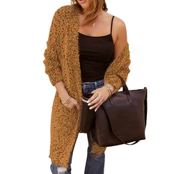 Dear-Lover Oem Odm Private Label Long Cardigan Woman Fuzzy Knit Cardigan With Pockets