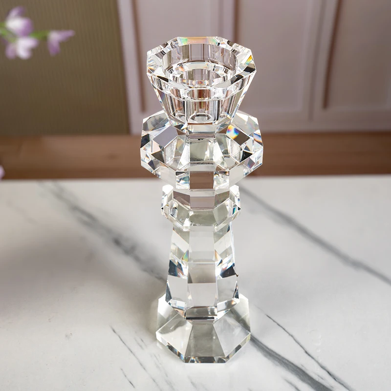 product simple and elegant high end glass candle holder furniture decoration suitable wedding candle holders for dual size candles-8