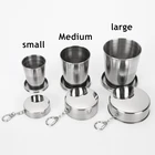 Stainless 250ml 304 Stainless Steel Outdoor Travel Picnic Glass Portable Stainless Steel Folding Cup With Key Chain