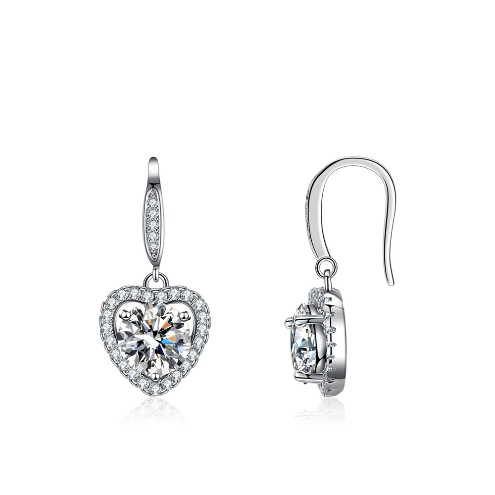 Fashion Bridal Wedding Earrings Wholesale 925 Sterling Silver 1CT Fine Charm Moissanite Diamond Earrings