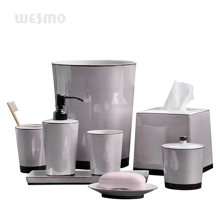 Colors Porcelain Ceramic Soap Dispenser Mouth Cup Bathroom Accessories With Tray soap dispenser set