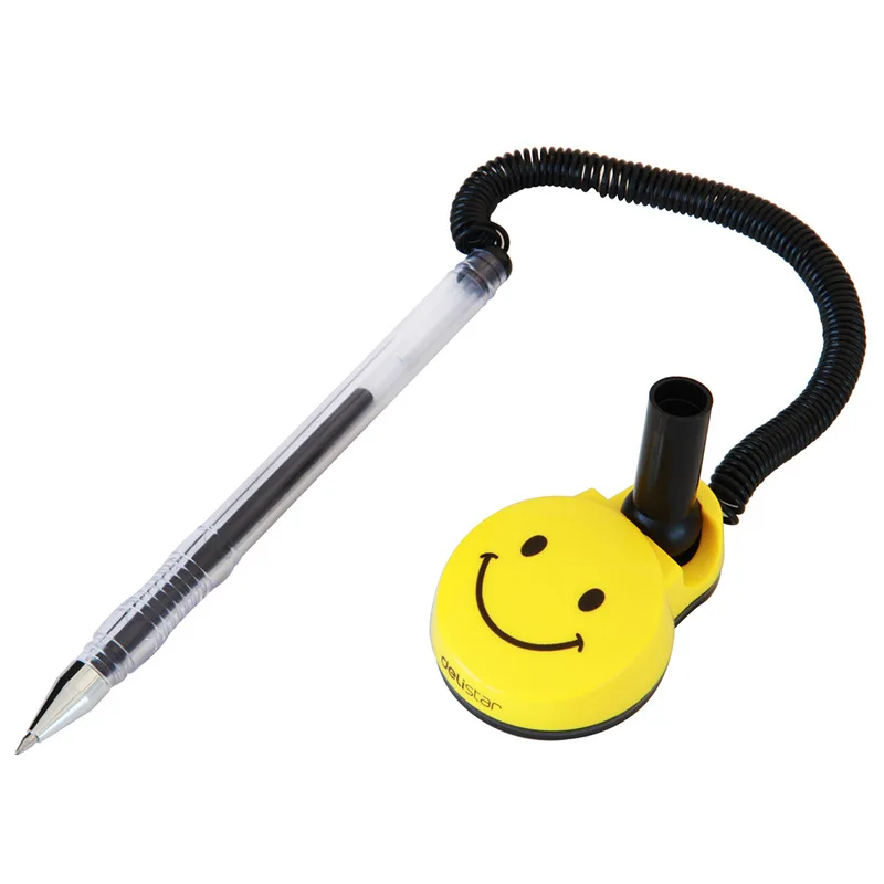 Deli 0.5mm Rotating Desk Pen Adhesive Type Desktop Counter Pen Black Ink Model 6793