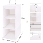 Lindon 3 Tiers Beige Grey Black Cloth Hanging Storage Shelf Foldable Closet Organizer With 2 Metal Hooks