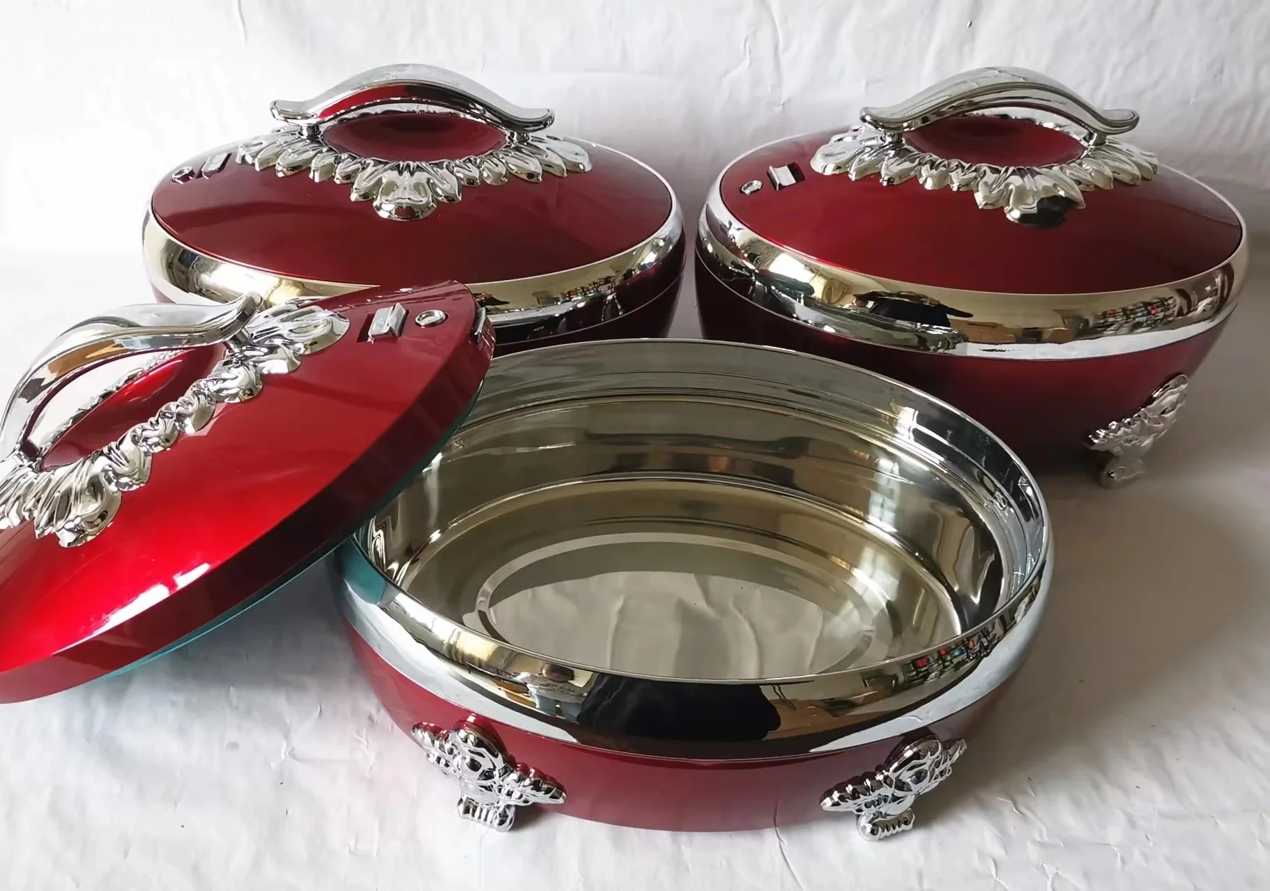 Wholesale High Quality Insulated Casserole Food Warmer4L+5L+6L 3pcs SetABS+Stainless Steel Food Warmer