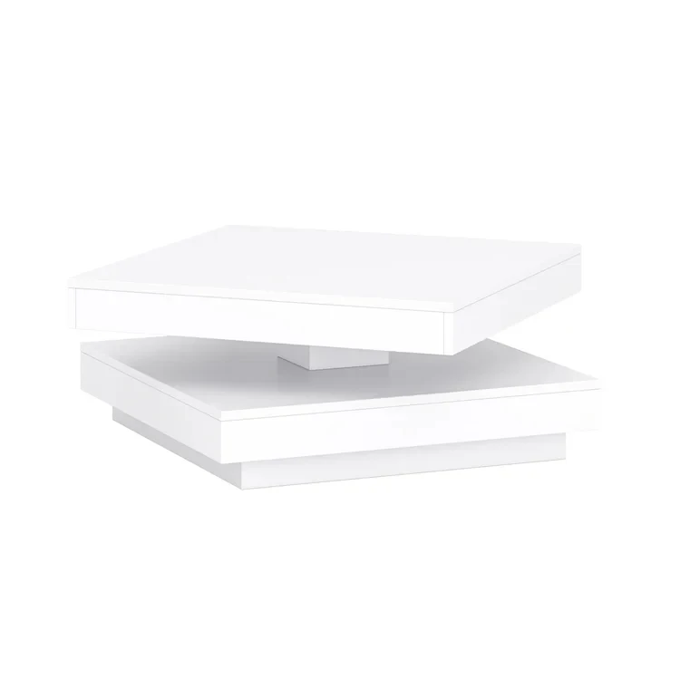 high glossy nested square led coffee side table and end table set book white for home