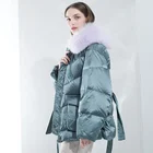 Fox Winter Fashion Women's Fox Fur Collar Loose Style Short Duck Down Feather Coat