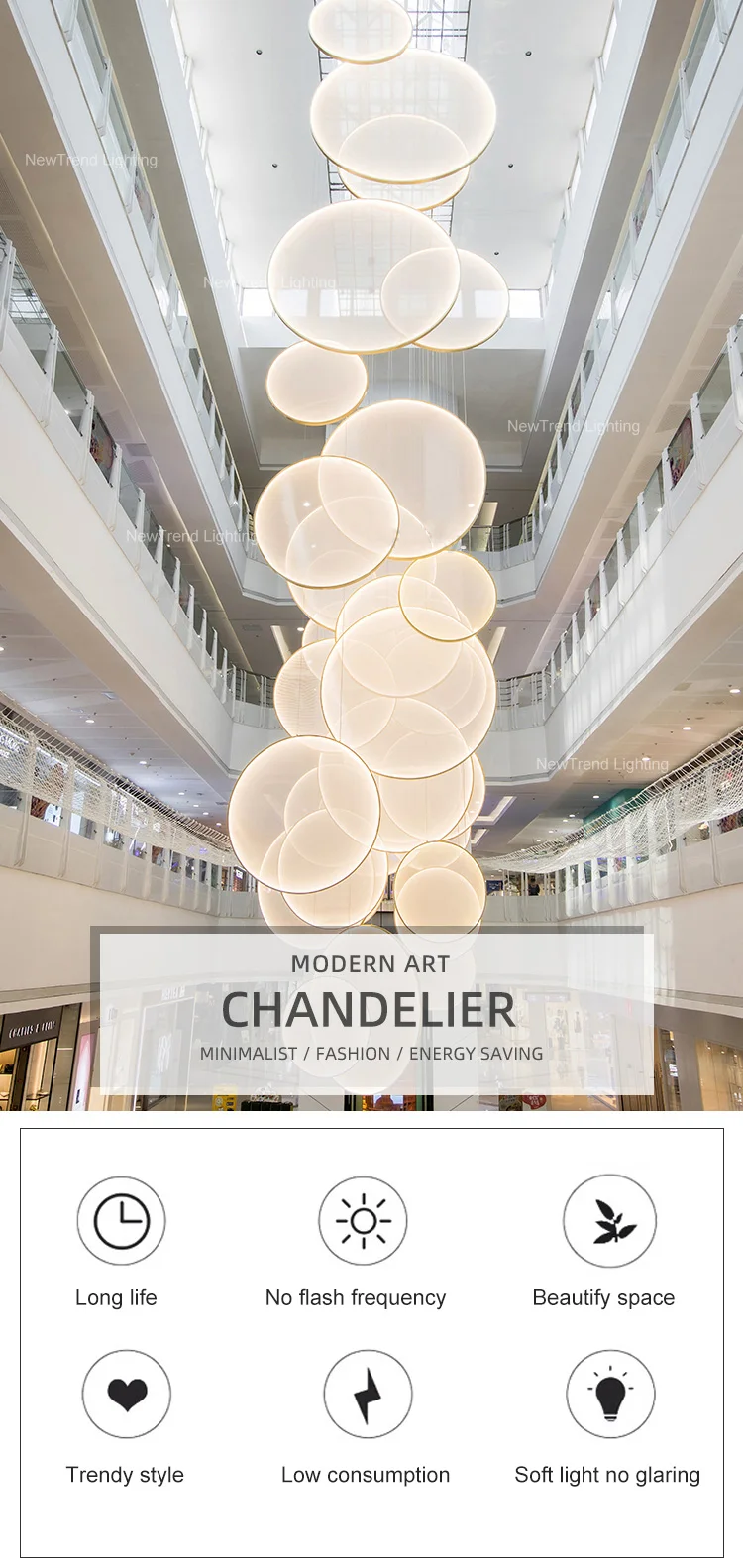 CPL-316 Custom Indoor Decoration Hanging Light Villa Hall Hotel Lobby Mall Gallery LED Chandelier Light manufacture