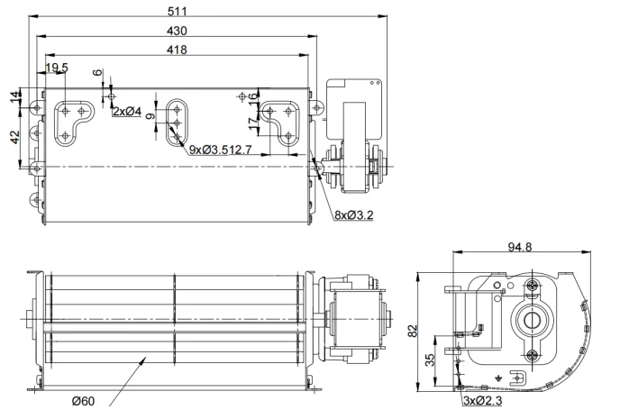 Cross Flow Tangential Blower, CFM, 4.29mmH2O, 5-Year - detail 8