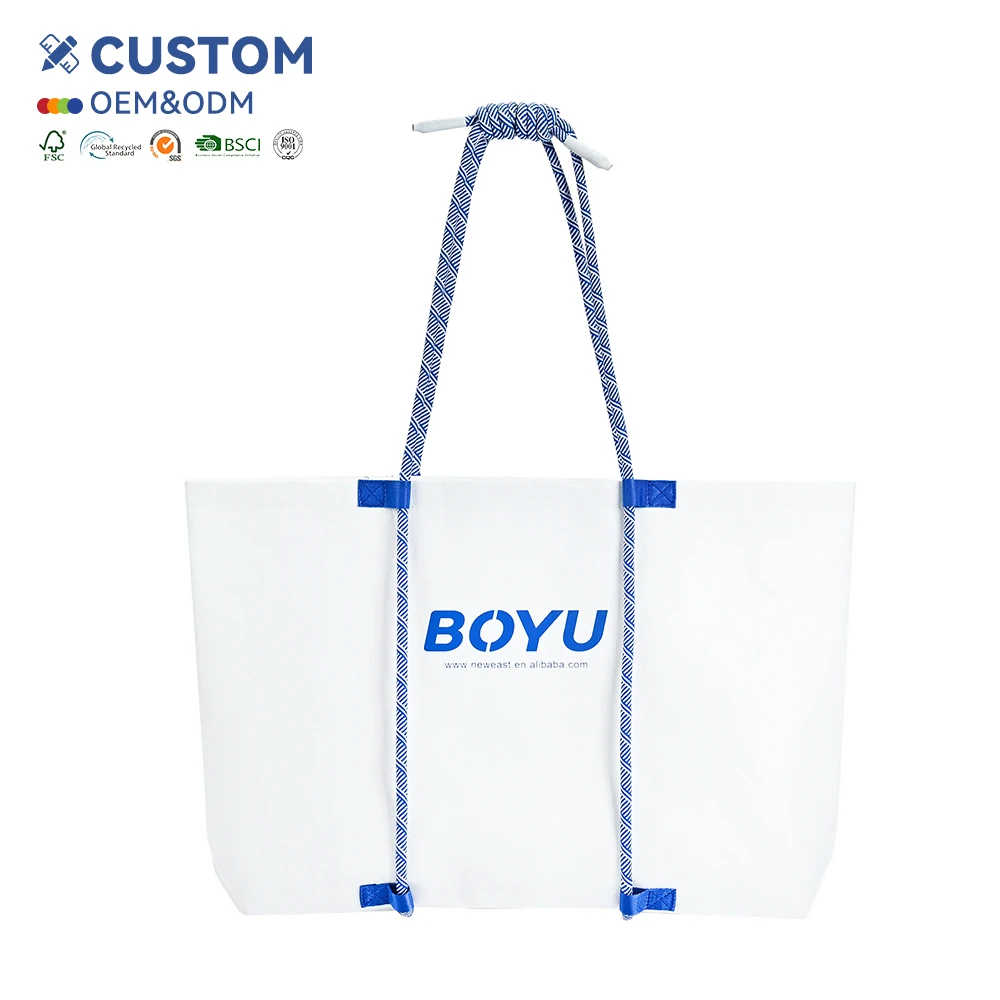 Wholesale Customized Good Quality Handle Shopping Tyvek Tote Bag Light Strong Reusable Shopping Pouch Colorful Screen Beach Bag details