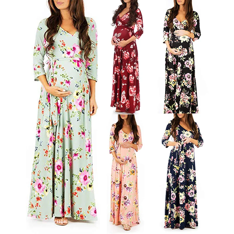 2022 Maxi Floral Print Straight Dress 