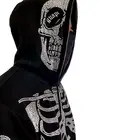 French Terry Embossed Custom Logo Oversize Rhinestone Skeleton Full Zip Up Hoodie