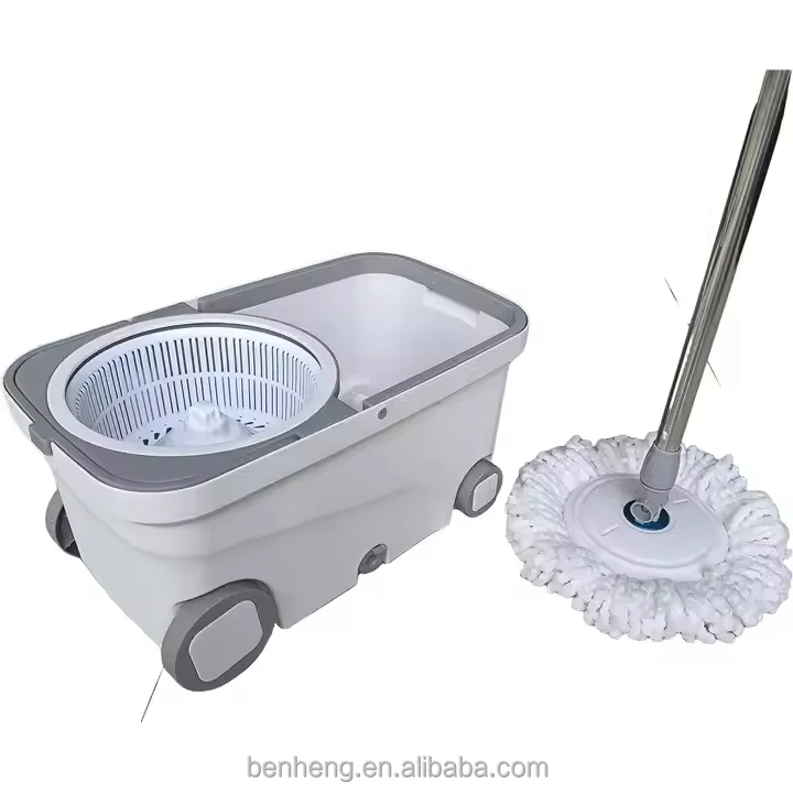 360 Rotary Microfiber Mob Set Steel Pole with Bucket and Wheels, Hands-Free Floor Cleaning Spinning Mop, Hot Sale in Brazil
