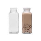 Glass Bottle Glassglassglass 12oz French Square Glass Juice Milk Coffee Bottle With Screw Cap