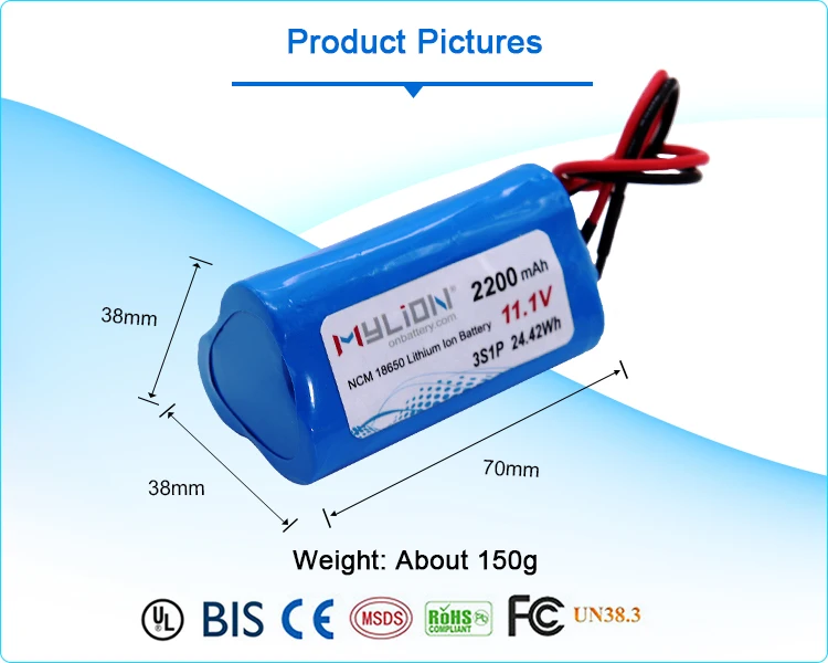 Customized 18650 Cell 3.7v 7.4v 11.1v 12v 14.8v Lithium Ion Battery