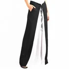 Long Skirt WOMEN ELEGANT LONG SKIRT BLACK WHITE MATCHING TWO LAYERS WITH BELT AND LONG SLIT