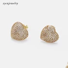 Fashion Earring Necklace Set 2020 Fashion 18K Gold Plated Heart Earring Necklace CZ Jewelry Set