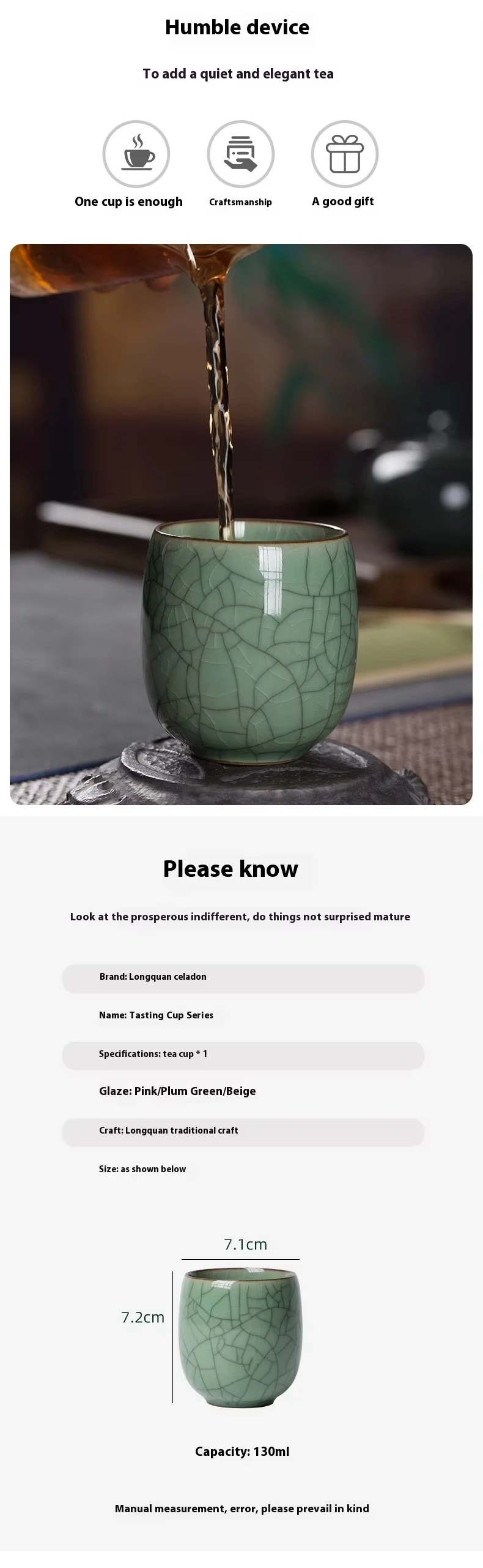 product wholesale wholesale celadon large tea cup longquan master tea bowl classic customized water ceramic tea cup for gift-4