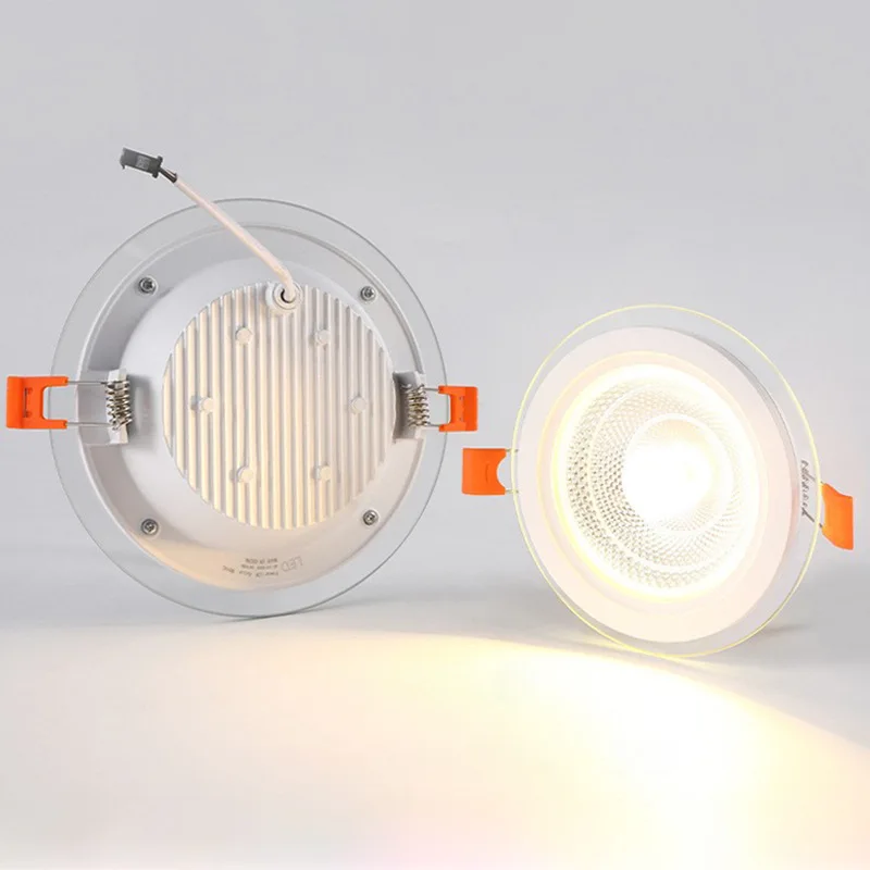 LED embedded glass downlight concealed circular COB panel light Household hotel project 18W24W sky lantern