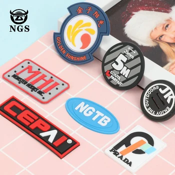 Sew On silicone Custom 3D Logo Embossed Silicone PVC Rubber Labels For Clothing