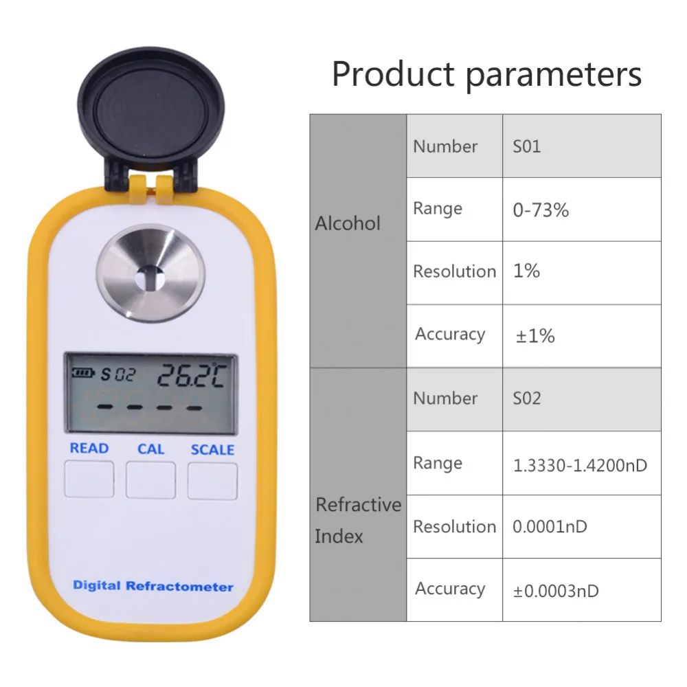 DR403 Alcohol Tester 0-73 Refractive Index 1.3330-1.4200 Beer Auto Replenishment Fast Digital Alcohol Refractometer